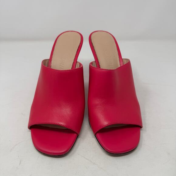 J. Crew Bianca Wedge Sandals Pink Leather Open Toe Slip-On Heels Size 9 - Picture 5 of 11
